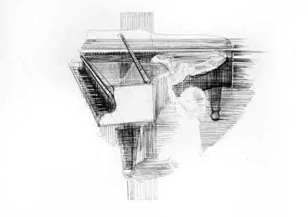 2008 - Lány zongora alatt 70x100cm rajz
