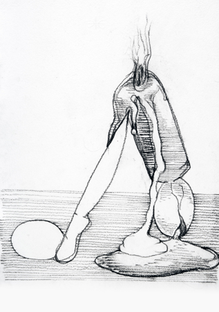 2009 - Gyertya két tojással és késsel 50x35cm rajz