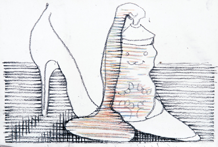 2009 - Mézesmackó és nöi cipö 20x30cm rajz